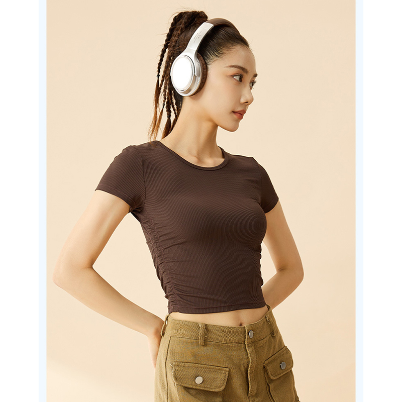 Pilates & Yoga Elastic Band - Summer Women Striped Sports Short Sleeve