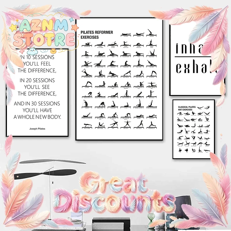 Pilates Workout Chart Poster C - Pilates Yoga Room ulasan dan harga